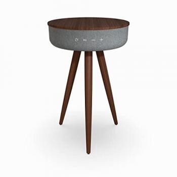 TD Systems SM30B11WR Altavoz Mesa Bluetooth 30W con Batería 2200mAh Madera Roble, mesa auxiliar portátil con sonido de 30W, Bluetooth, base de carga inalámbrica