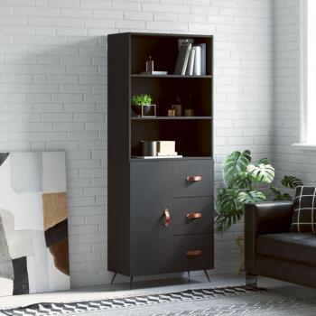 Aparador alto de madera multicapa contrachapada negro 69,5x34x180 cm