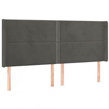 Cabecero con LED de terciopelo gris oscuro 203x16x118/128 cm
