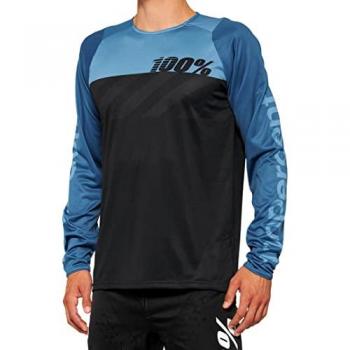 100% R-Core Maillot Enduro Manga Larga - Negro Azul (XL)