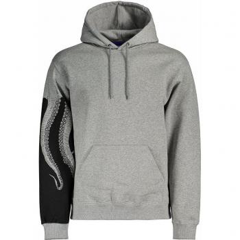 Light Gray Men's Octopus Design Hoodie, Size S