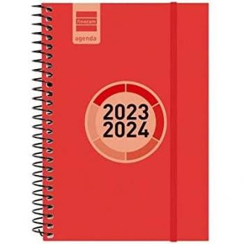 Finocam Agenda Escolar 2023-2024 Espiral Label E8 SVH Semana Vista Horizontal 120x171mm Rojo Ref. CB633483024