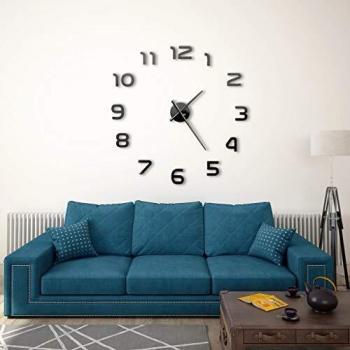 vidaXL Reloj de Pared 3D de Diseño Moderno 100 cm XXL Negro Decoración Casa