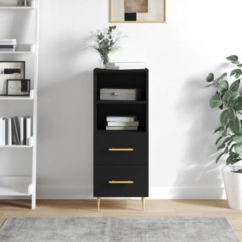 Aparador de madera contrachapada negro 34,5x34x90 cm - Mueble de Almacenaje de Salón, Buffet para salón, Armario Auxiliar, Armario de Almacenamiento
