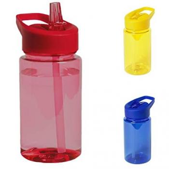 Botella de Agua Infantil TIENDA EURASIA® 440 ml con Dosificador, Tapon a Rosca y Asa de Transporte, Bidon para Colegio, Camping, Excursiones y Paseos, Color Rojo