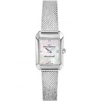 Philip Watch Swiss Made Newport Women's Quartz Watch with Stainless Steel Case and White Sunray Dial