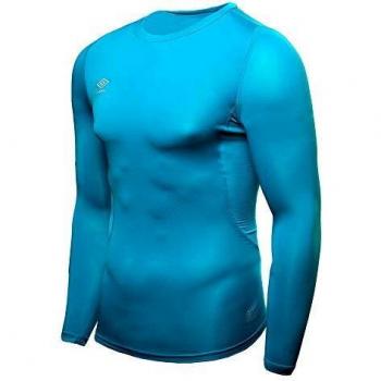 UMBRO Core LS Crew Baselayer Camiseta Térmica, Hombre, Azul Vista, M