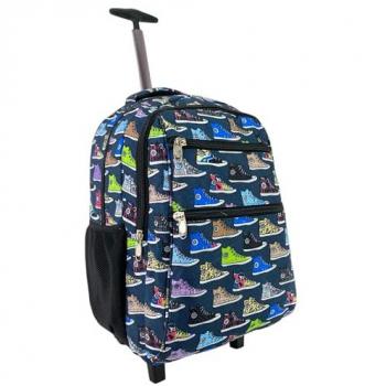 Mochila Escolar con Ruedas Grande Azul para Niños y Niñas, Trolley Infantil Estampado