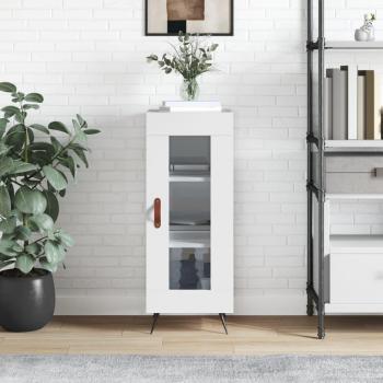 Aparador de madera contrachapada blanco brillante 34,5x34x90 cm - Mueble de Almacenaje de Salón, Armarios con Puertas, Cajón de Madera, Buffet para salón Moderno, Arm