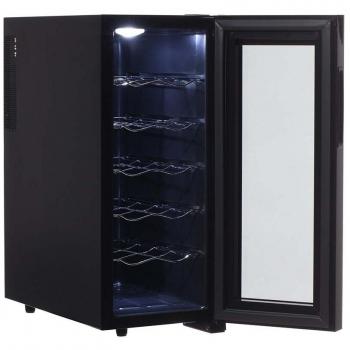 Adler AD 8075 Vinoteca 12 Botellas, Capacidad de 33L, Estantes en Acero Inoxidable, Control Táctil, Pantalla LED, Temperatura Ajustable 12-18°C