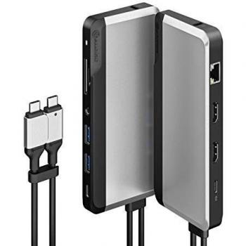 Docking Station USB-C 10-en-1 con Doble HDMI 4K@60Hz, Soporte Ethernet y Carga de 100W