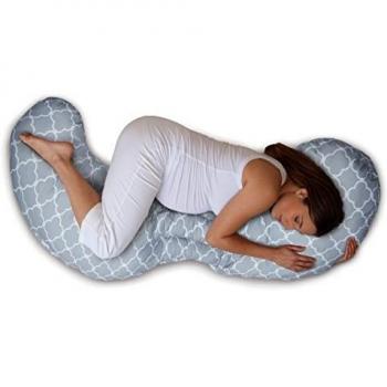 Boppy Total Body Almohada para Embarazadas, Diseño Modular con 3 Configuraciones, Soporte Completo de Cabeza Cuello Hombros Vientre, Para Todas las Etapas del Embarazo, Gris
