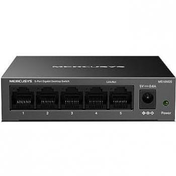 Mercusys MS105GS 5-Port Gigabit Ethernet Switch, Auto-Negotiation, Compact Design, Plug & Play, Green Technology, Metal Casing