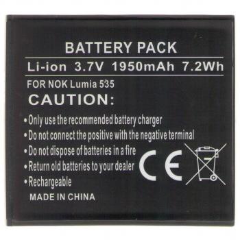 Batería compatible para Nokia Lumia 535/540 Li-Ion 3.7 V 1950 mAh 7.2 WH BL-L4 A