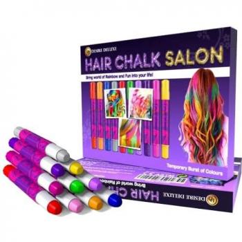 Desire Deluxe Tizas para el Pelo Temporales, Lavables y No Toxicas Ideales para Halloween, Cosplay, Navidad y Fiestas de Cumpleaños - Set de 10 Colores de Fantasía para el Cabello - Marcado CE