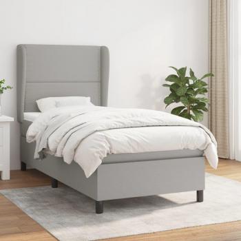 Cama box spring suave con colchón gris claro 80x200 cm Tela