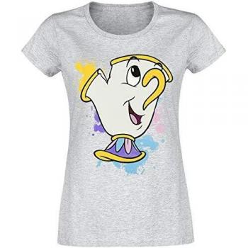La Bella y la Bestia Disney Camiseta para Mujer Tassilo Splatter Grey - L