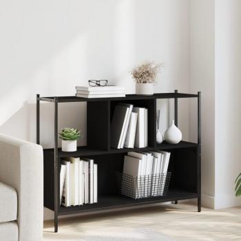 Estantería de madera de ingeniería 102x28x77,5 cm en colores Negro, Roble Sonoma y Roble ahumado - Mueble de Almacenaje para Oficina, Estudio y Dormitorio
