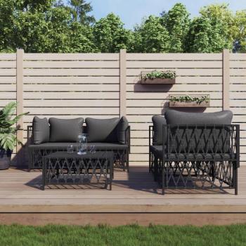 vidaXL 5-Piece Anthracite Steel Garden Lounge Set with Cushions