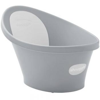 Bañera Shnuggle para bebé recién nacido, con refuerzo integrado y respaldo suave, apta para recién nacidos, soporte de asiento de baño incluye tapón, guijarros con respaldo gris