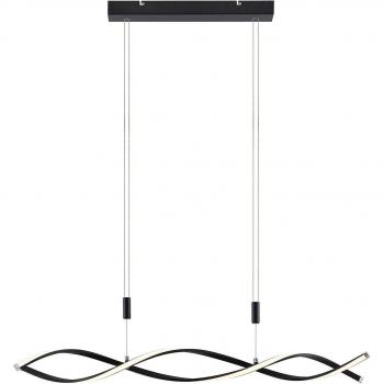 Lámpara colgante LED Lindby Welina, alto ajustable, moderna, color negro, hecha de metal, para salón y comedor, 1 llama