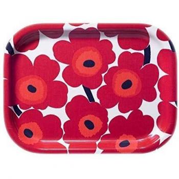 Marimekko - Bandeja (27 x 20 cm), color blanco y rojo