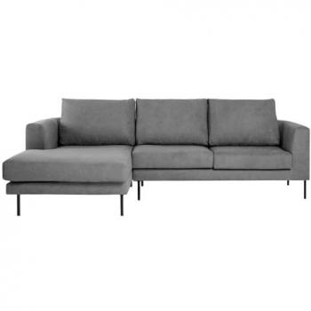 Sofá Chaise Longue de 3 Plazas en Poliéster Gris 298x100 cm