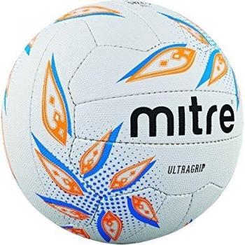 Mitre Ultra Agarre, Netball, Unisex, Ultragrip, White/Cyan/Orange