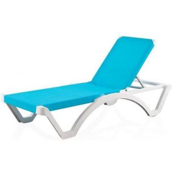Tumbona de Jardín Mykonos Azul con Respaldo Ajustable y Protección UV