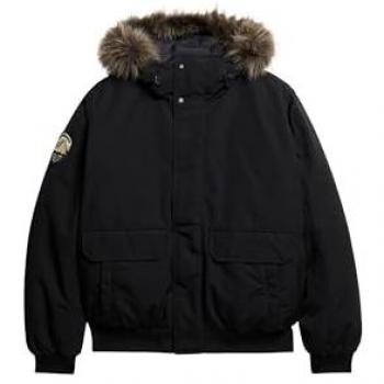 Chaqueta Bomber con Capucha de Pelo Sintético Superdry Everest Negra - S