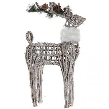 Adorno Navideño DKD Home Decor Reno Blanco Mimbre 33 x 14 x 60 cm (3 Unidades)