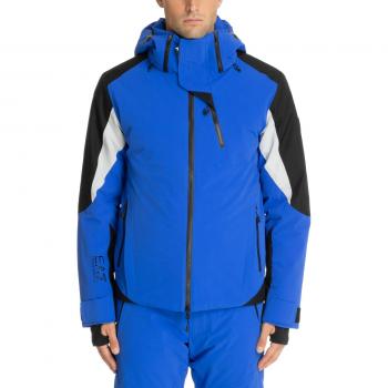 Emporio Armani EA7 Multicolour Ski Jacket with Hood, Blue, Male, Size: M