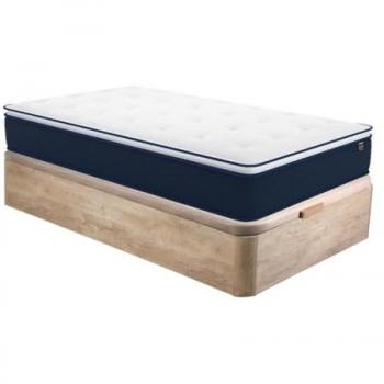 Conjunto Somier Canapé 90 x 190 cm Color Natural Claro + Colchón de Muelles Ensacados y Topper Integrado de 24 cm - ALTIER de YSMÉE
