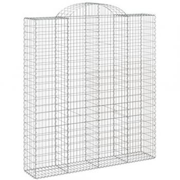 Cestas de gaviones 13 uds forma de arco hierro 200x50x220/240cm Plateado