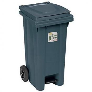 Bidón de Basura con Ruedas y Pedal 120L Grigio Stefanplast