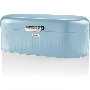 SWAN SWKA1014BLN Retro Bin Panera de Mesa para Guardar Pan y Bollería, Contenedor de Metal con Diseño Vintage en Color Azul