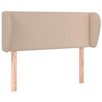 Cabecero de Cama con Orejas en Cuero Sintético Color Capuchino 93x23x78/88 cm