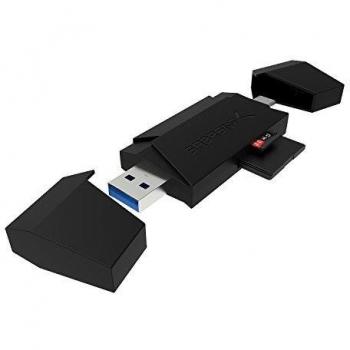 Sabrent 2-Slot Type-C OTG and USB 3.0 Flash Memory Card Reader for Windows, Mac, Linux, and Certain Android Systems - Supports SD, SDHC, SDXC, MMC/MicroSD, T-Flash [