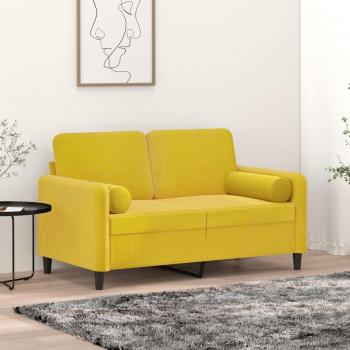 Almohadas Decorativas de Terciopelo Amarillo Ø 15x50 cm - 2 Unidades