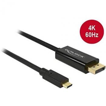 DeLOCK 85257 adaptador de cable de vídeo USB C DisplayPort Negro