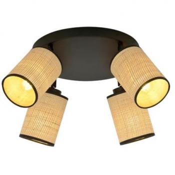 Lámpara de Techo Yoga EPIKASA, Acero con recubrimiento de polvo y tejido, Negro y Marrón, 50x24x30 cm