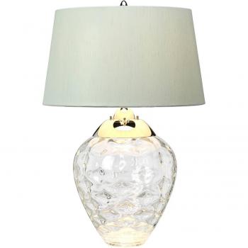 Lámpara de mesa Samara metal níquel pulido - cristal transparente 45,7 cm, Ø 45,7 cm, transparente, tela, cristal, 2 luces
