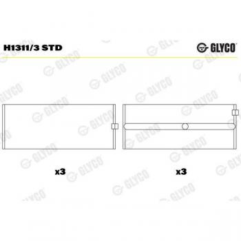 Cojinete de cigüeñal GLYCO H1311/3 STD con soporte de acero y bronce aglomerado