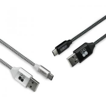 Subblim Twin Cable USB 2.0 a USB Tipo-C, Pack de 2, Conector Macho a Macho, 1 Metro, Carga Rápida hasta 5V/3A, Sincronización