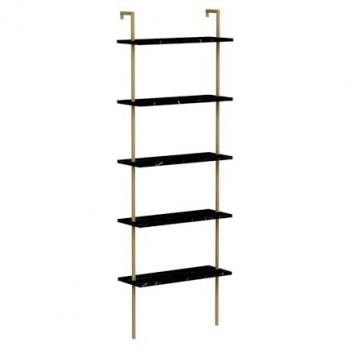 Librería Wellhome Negro Efecto Mármol-Gold 165x60x22 cm - Diseño Elegante