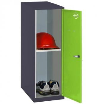 Bandeja SIMONLOCKER DISM. MINI + BAN. 915x300x500 mm AN/VE - Simon Rack, Taquilla de metal en color antracita y verde, dimensiones 915x300x500 mm