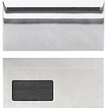 Sobre DL (110 x 220 mm) Blanco con Ventana, Autoadhesivo, Paquete de 25 Piezas