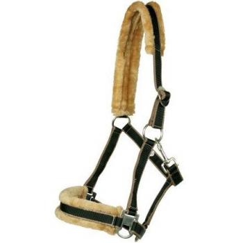 PFIFF Halfter mit Kunstfell unterlegt, Schwarz/Braun, Vollblut/COB, 100751-62-Cob