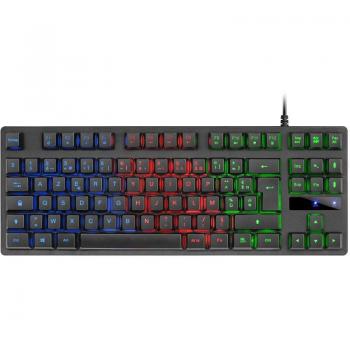 Mars Gaming Teclado Gaming MK02 H-MECH Compacto - Iluminacion Rainbow FRGB - Anti-ghosting - TKL - USB 2.0 - Frances - Color Negro-MK02FR