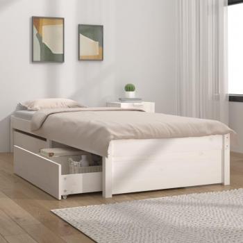 Estructura de cama con cajones blanca 75x190 cm